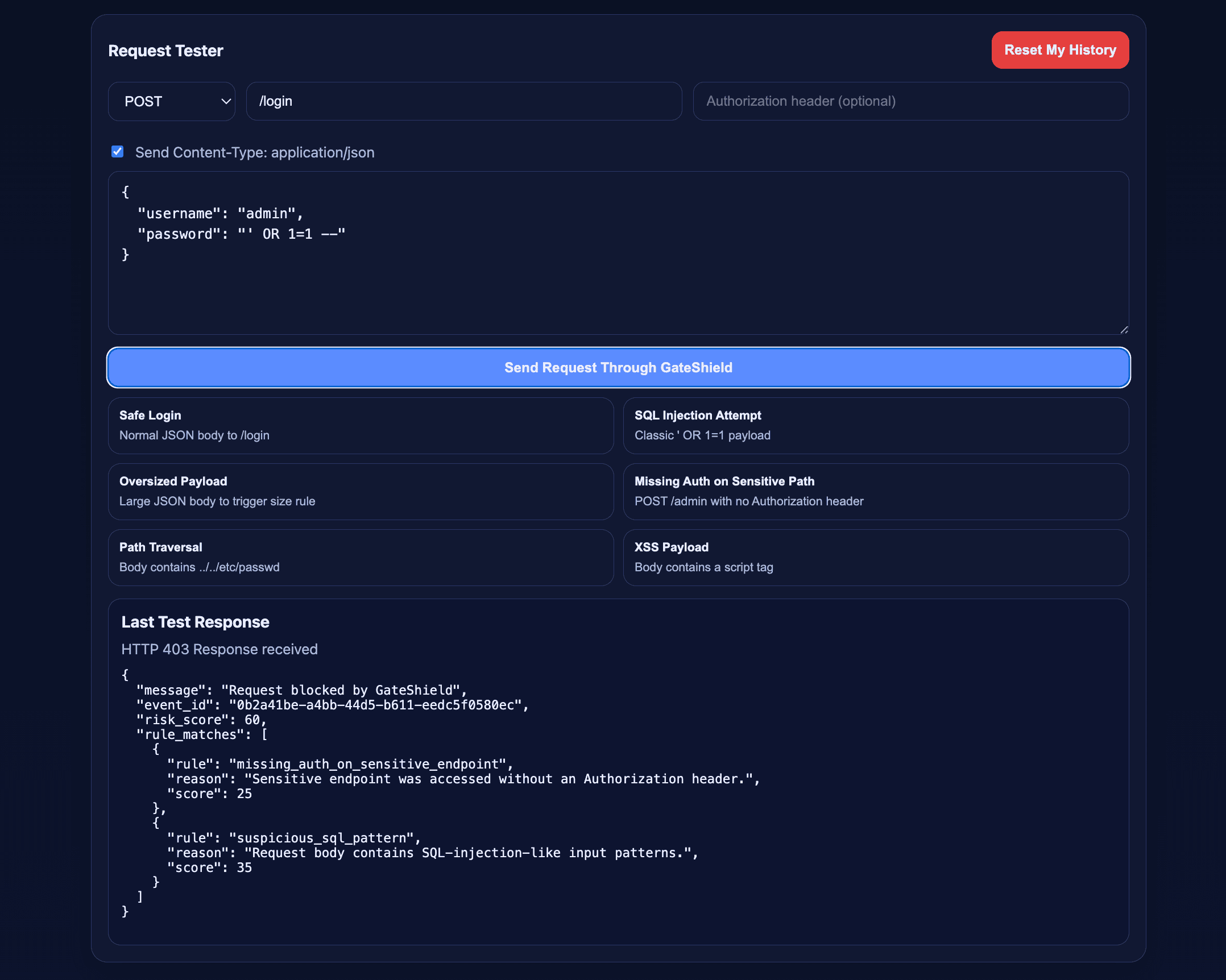 GateShield risk analysis view