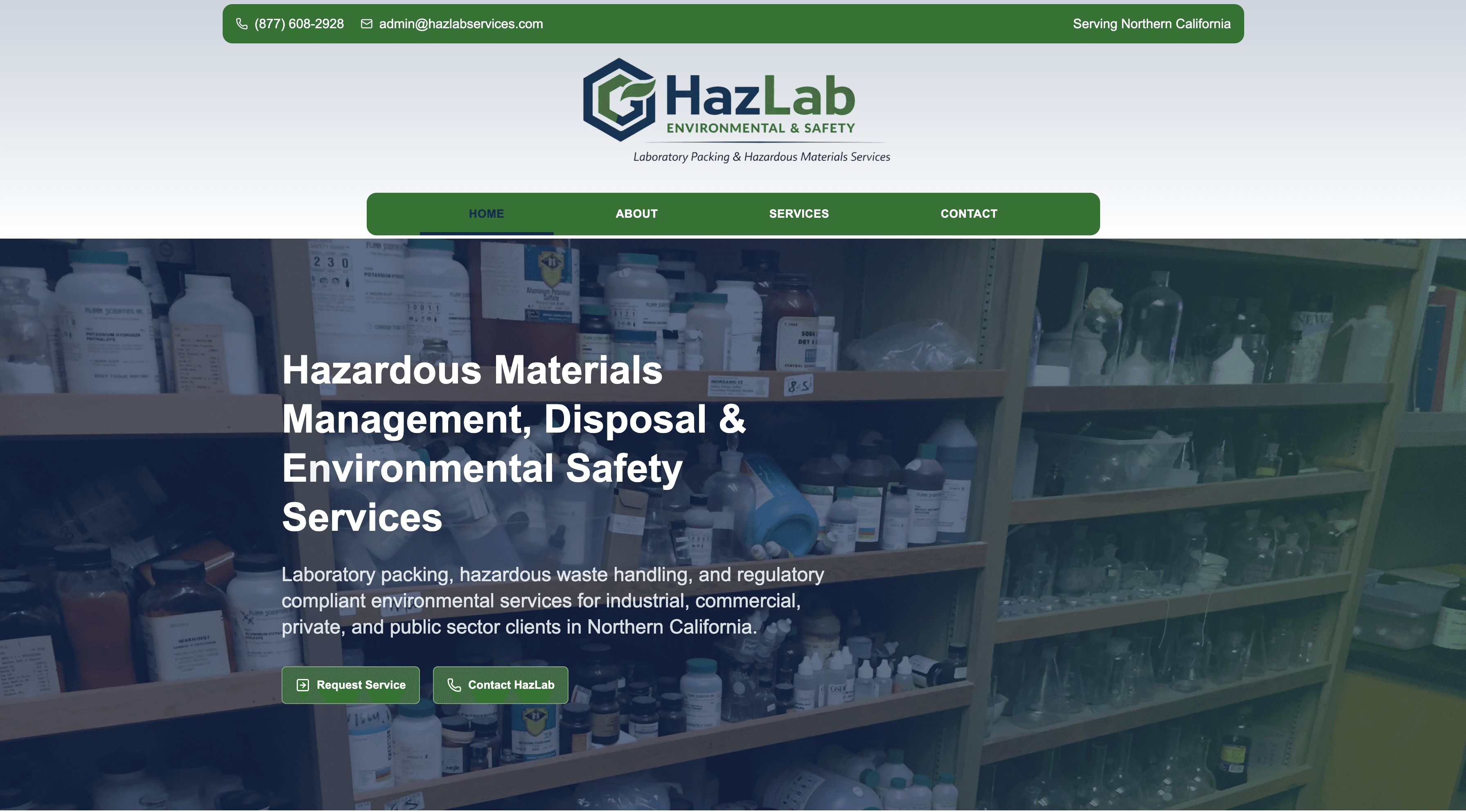 HazLab homepage hero section